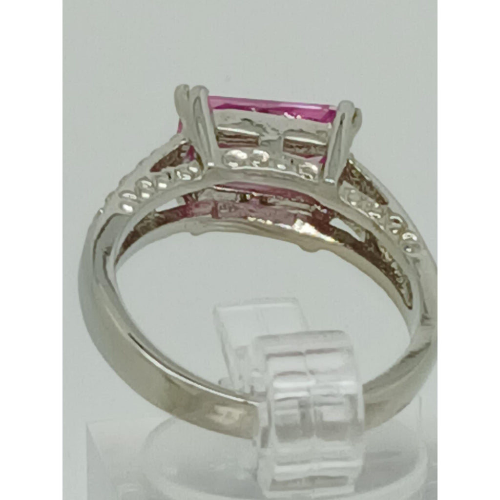 3CT Vintage Gold GP Fancy Pink Radiant Cut Sim Diamond CZ Engagement Ring Size 8