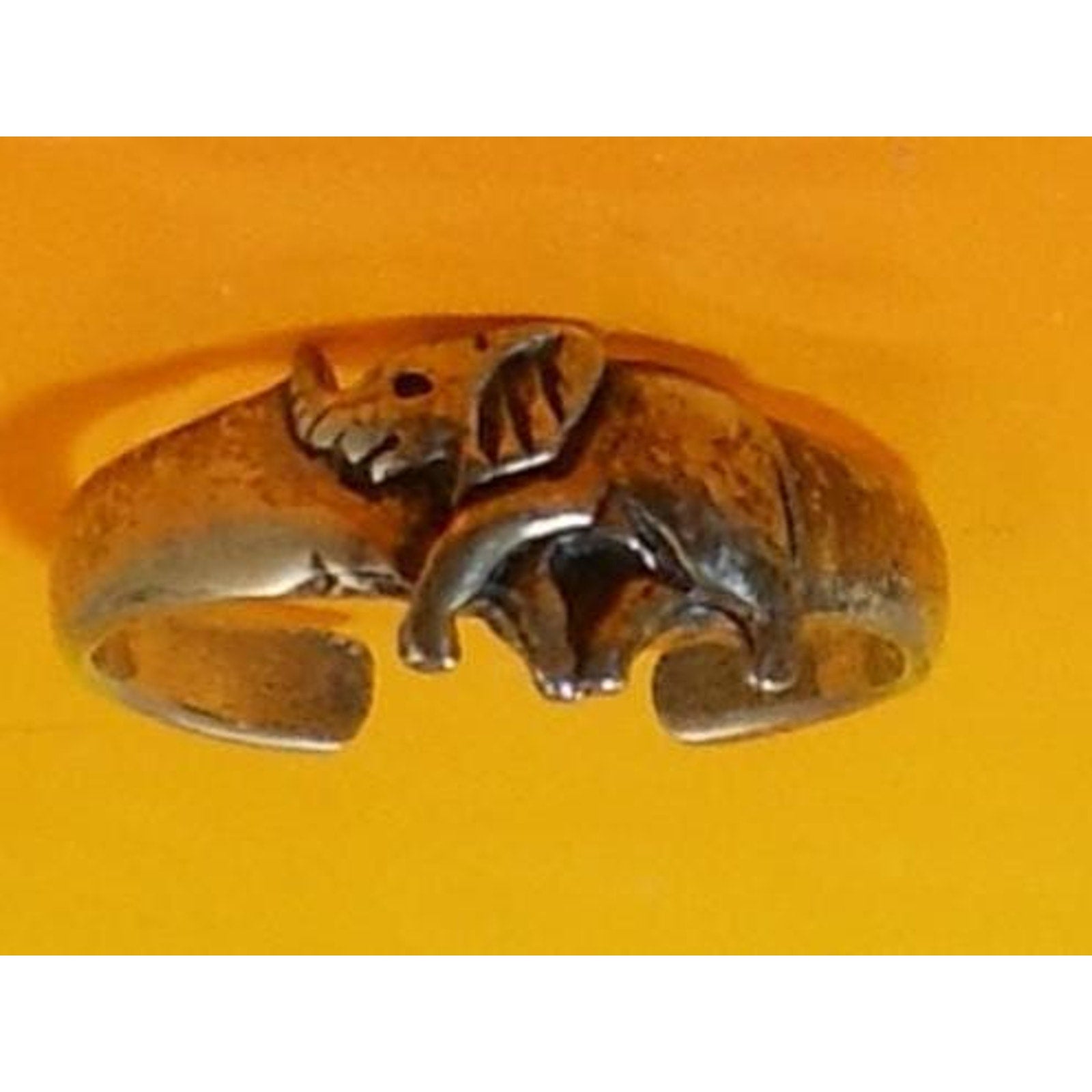 Vintage Sterling Silver Lucky Sexy Fun Elephant Toe Ring Boho Beach Foot Jewelry