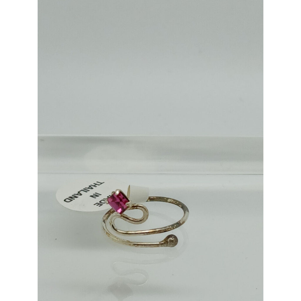 Sterling Silver Pretty Pink Crystal Rhinestone Toe Ring Adjustable Size Gift Box - HoneyThomas.com