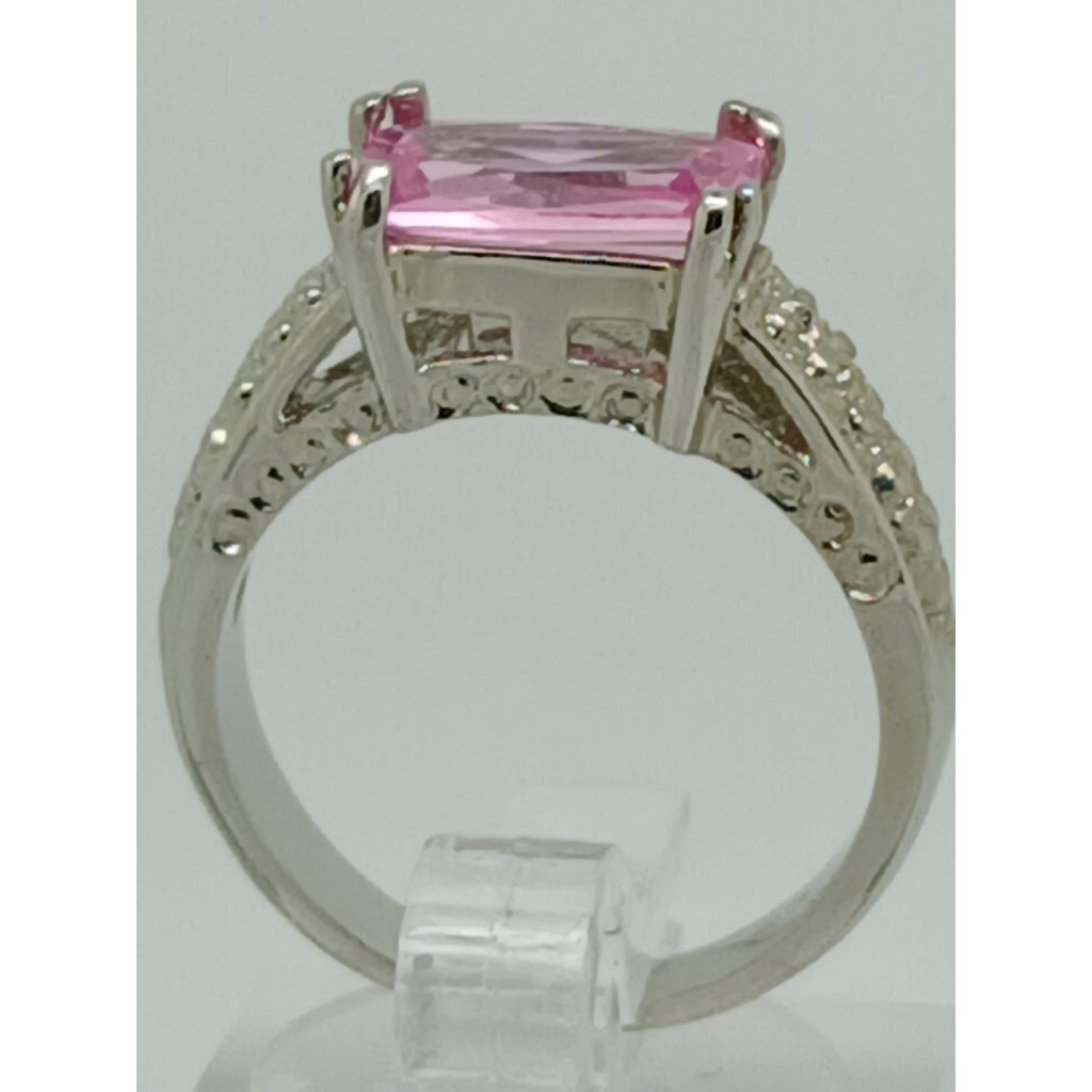 3CT Vintage Gold GP Fancy Pink Radiant Cut Sim Diamond CZ Engagement Ring Size 6 - HoneyThomas.com