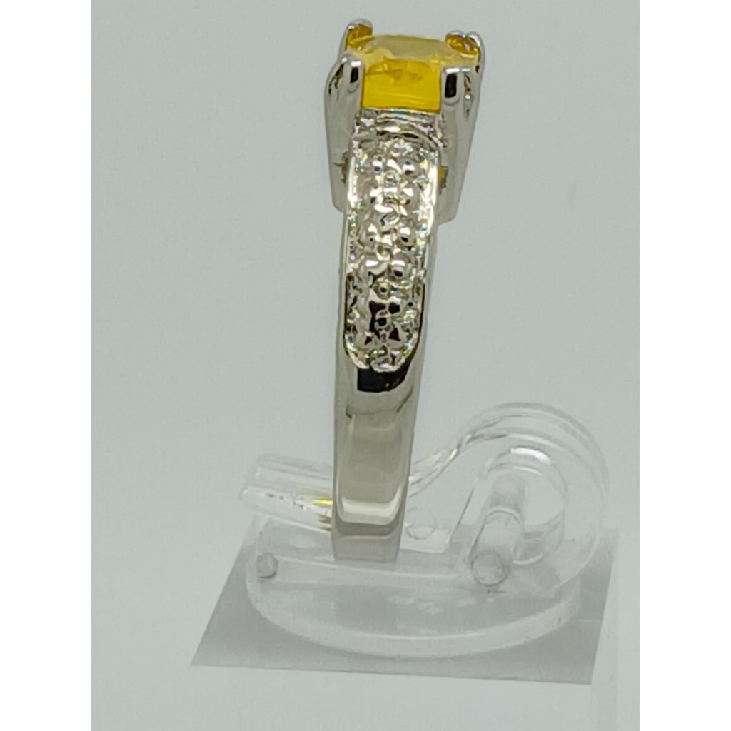 3CT Vintage Gold Plated Canary Yellow Radiant Sim Diamond CZ Engagement Ring 7 - HoneyThomas.com