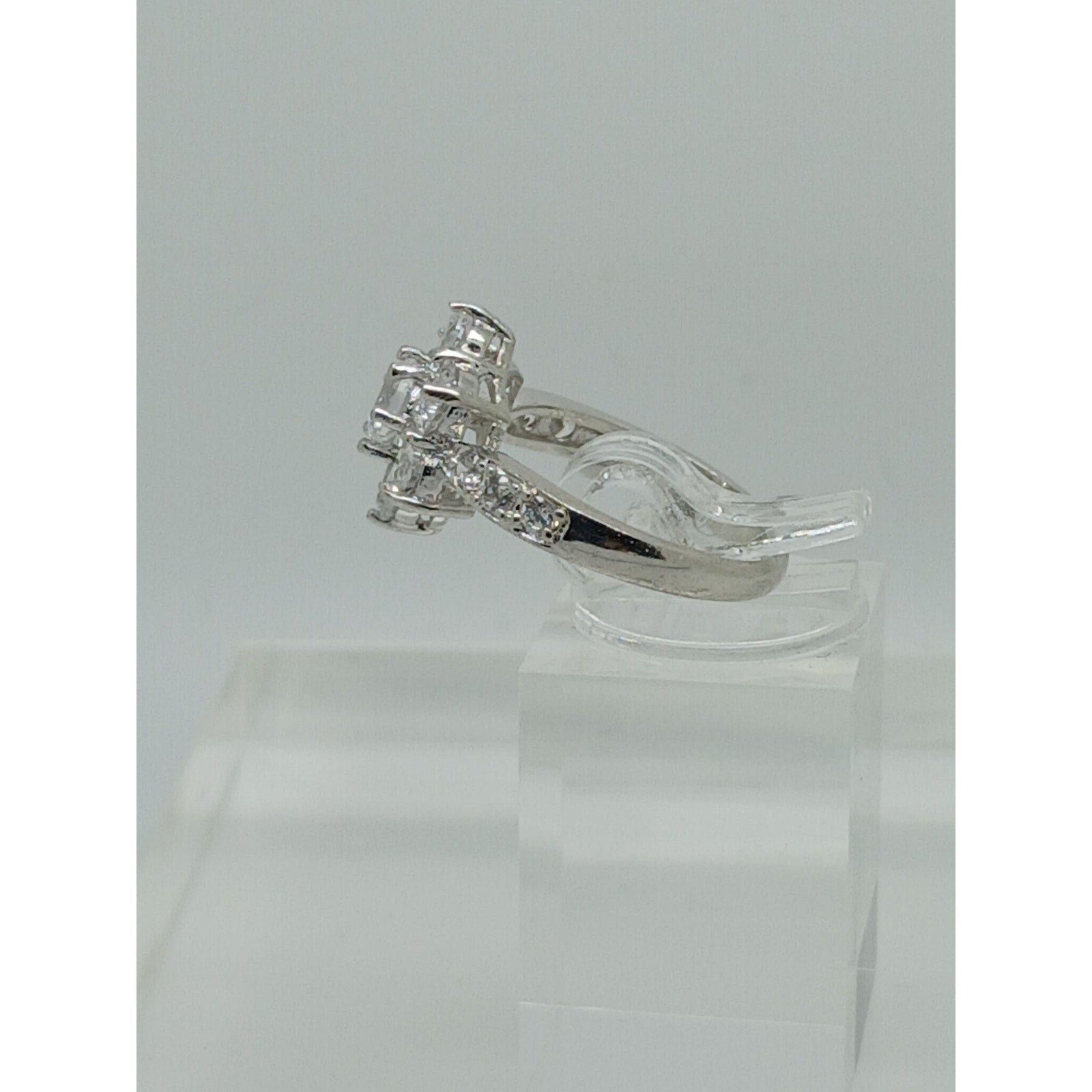 4.06CT Vintage White Gold Plated Floral Cluster Cocktail Engagement Ring Size 6 - HoneyThomas.com