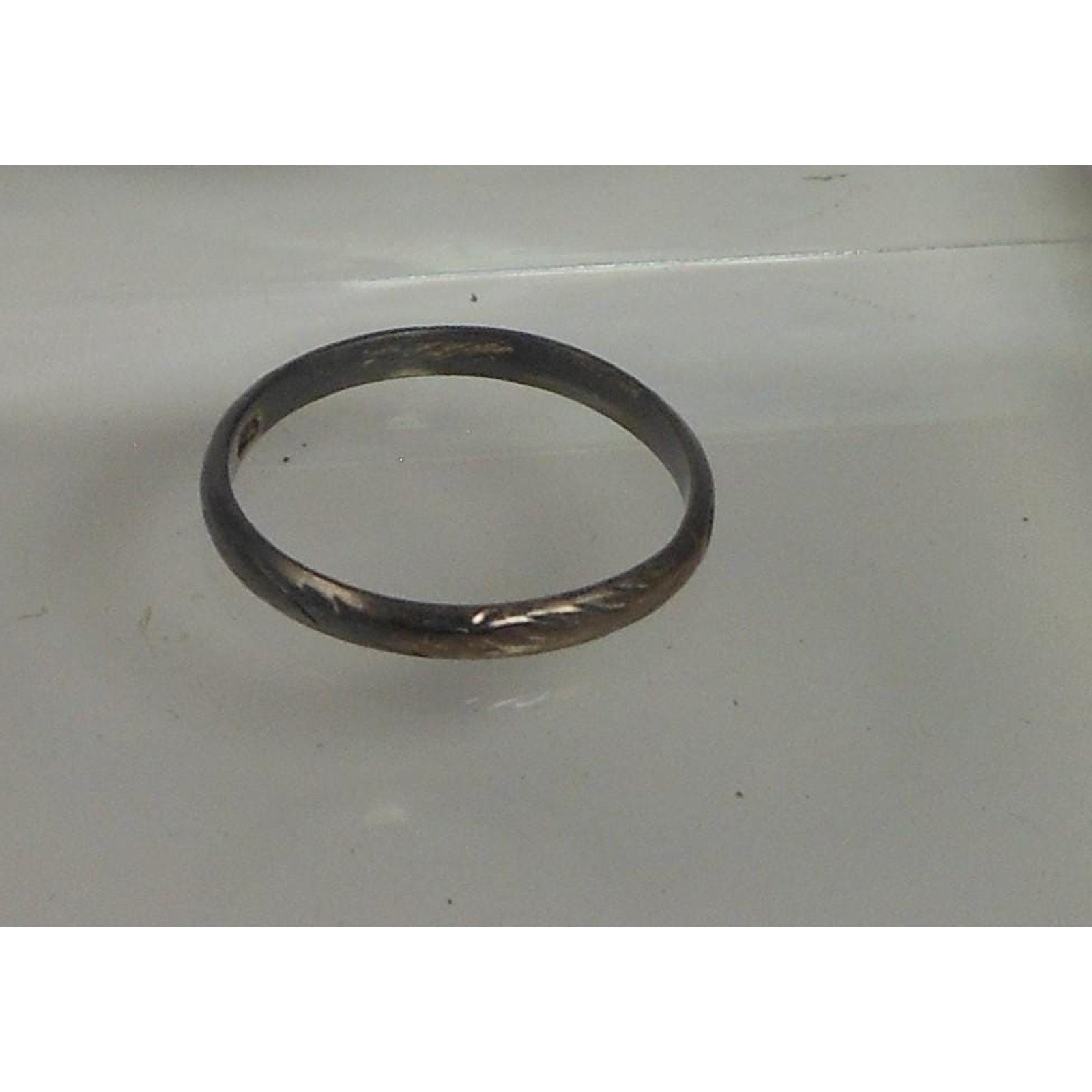 Vintage Sterling Silver Handcrafted Diamond-Cut Ring Size 11.5 with Great Patina - HoneyThomas.com