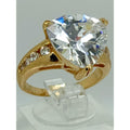 1990's Vintage Bold Trilliant Cut 8 CT Gold HGE CZ Sim Diamond Ring Size 7 Rare - HoneyThomas.com