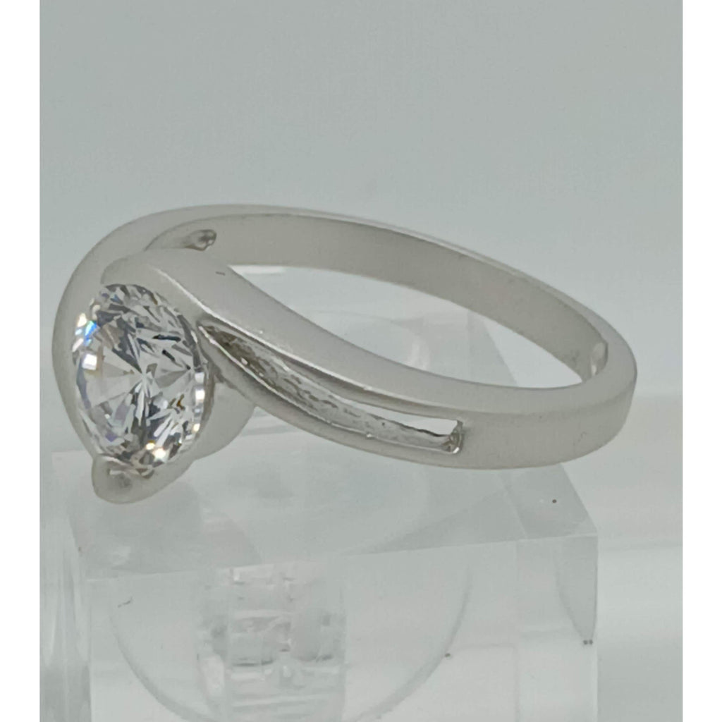 1.5CT Vintage White Gold EP Split Band Satin Finish Solitaire Ring Size 10