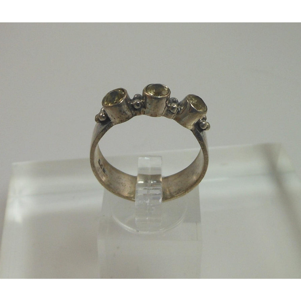 925 Sterling Silver Bali Design Ring Size 9.5 Vintage 3-Stone Balinese Style - HoneyThomas.com
