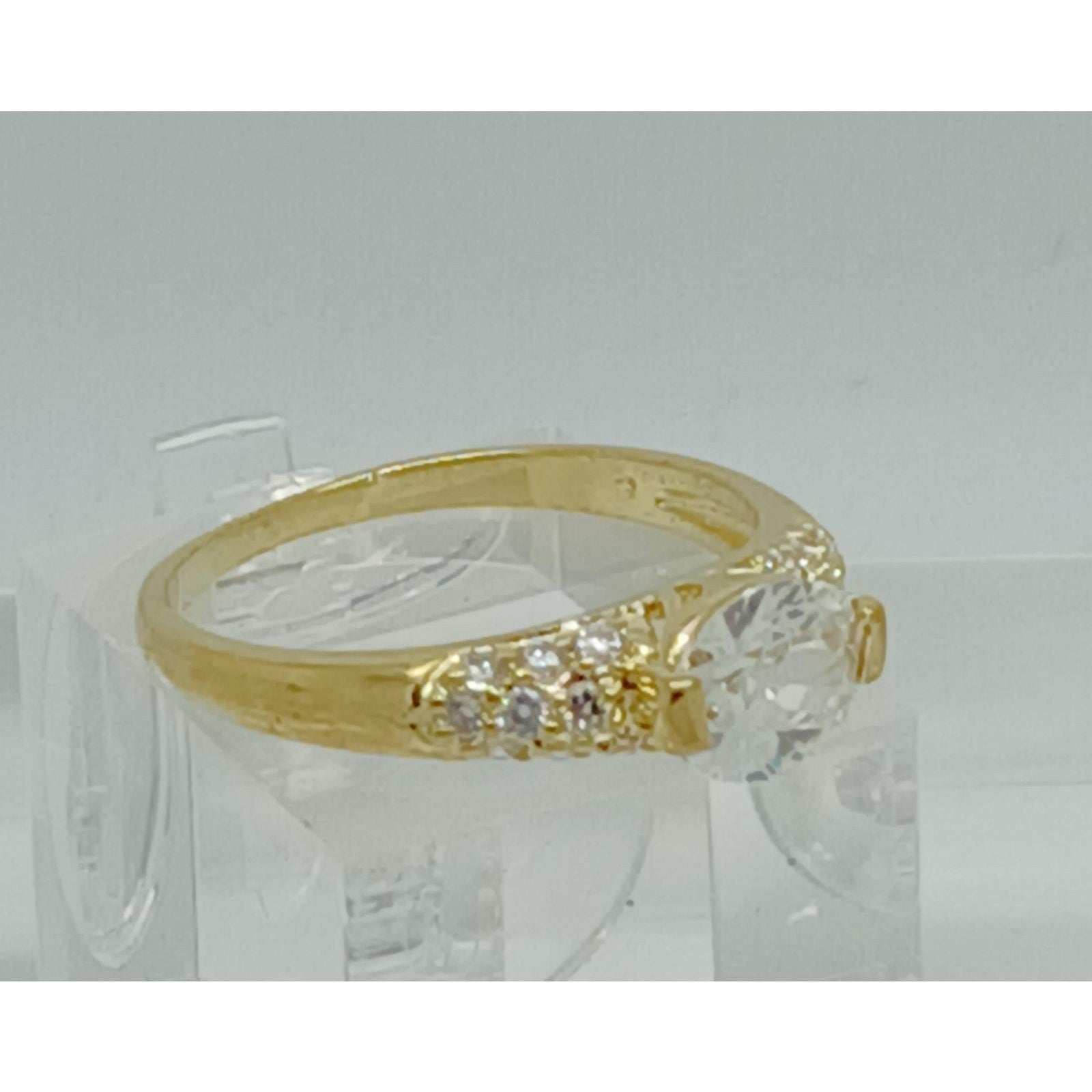 Vintage 1990's Gold Plated CZ Engagement Ring: Sim Diamond Wedding Band, Size 8 - HoneyThomas.com
