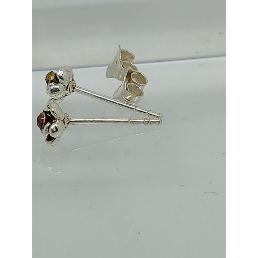 Vintage Estate Jewelry NOS .925 Sterling Silver Purple Rose Crystal Earrings - HoneyThomas.com