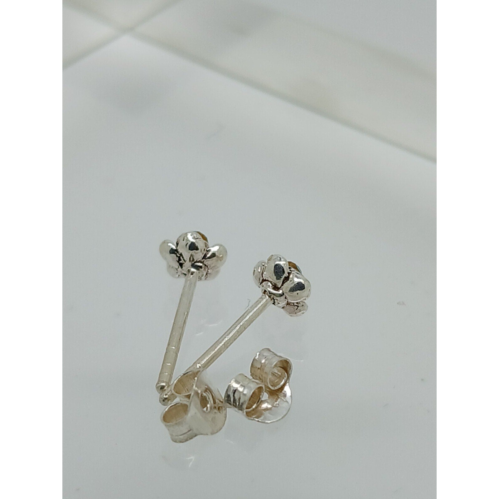 Vintage Estate Jewelry NOS .925 Sterling Silver Sky Blue Rose Crystal Earrings - HoneyThomas.com