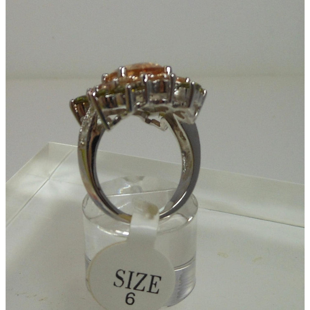 Elegant Vintage Sterling Silver CZ Cocktail Ring Size 6 9.1g Thailand 925 Stamp