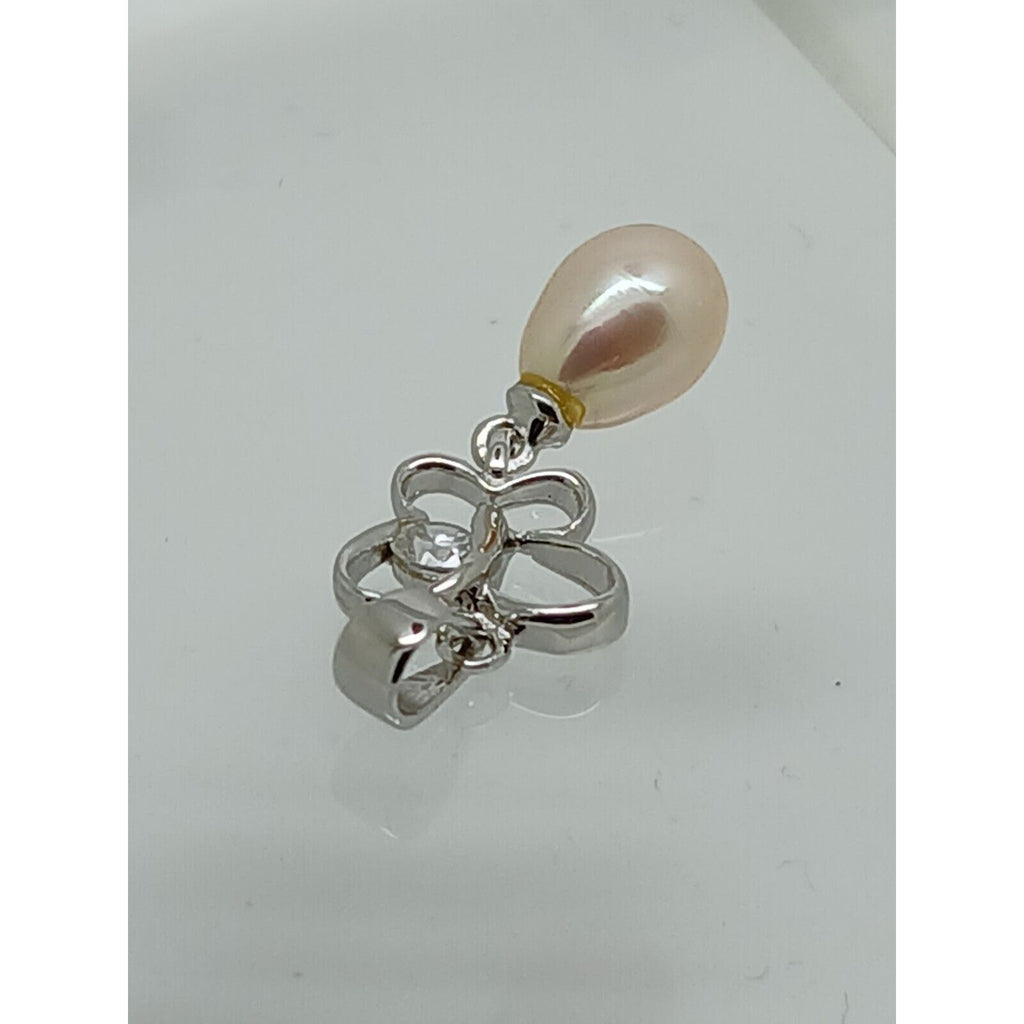 Thailand Sterling Silver Sim Diamond Pearl Butterfly Pendant Necklace Gift Boxed - HoneyThomas.com