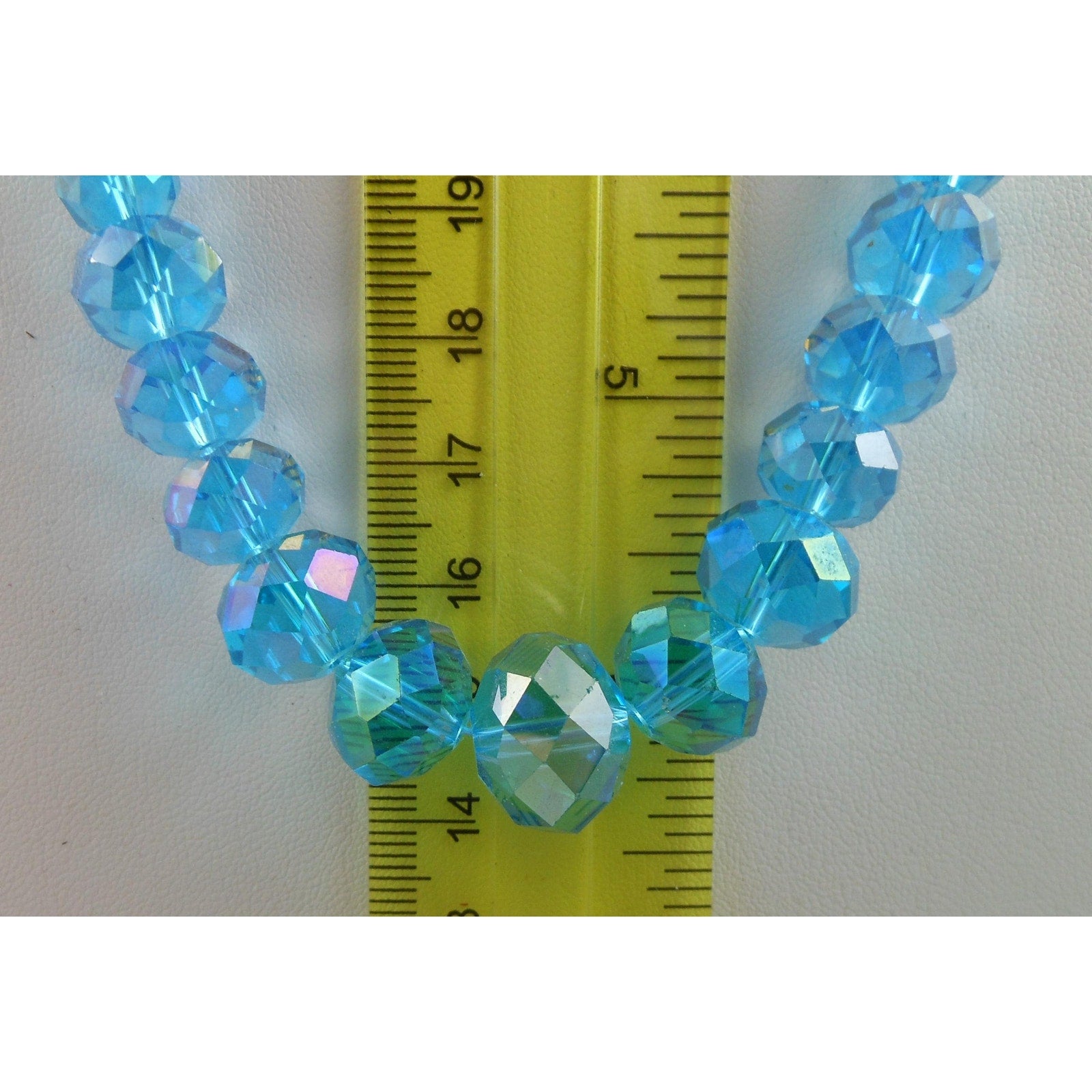 Copied - Handmade Sky Blue AB Crystal Beaded Necklace Graduated Beads - Adjustable Length