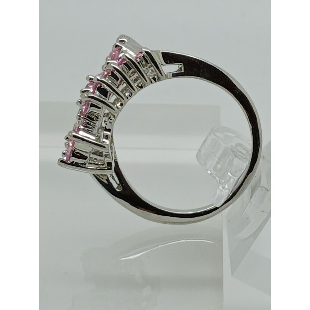 3.80CT Vintage Gold Plated Pink Sim Diamond CZ Cocktail Statement Ring Size 7.5