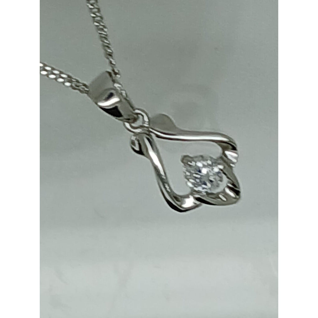 925 Sterling Silver Simulated Diamond Pendant Necklace Minimalist Petite - HoneyThomas.com