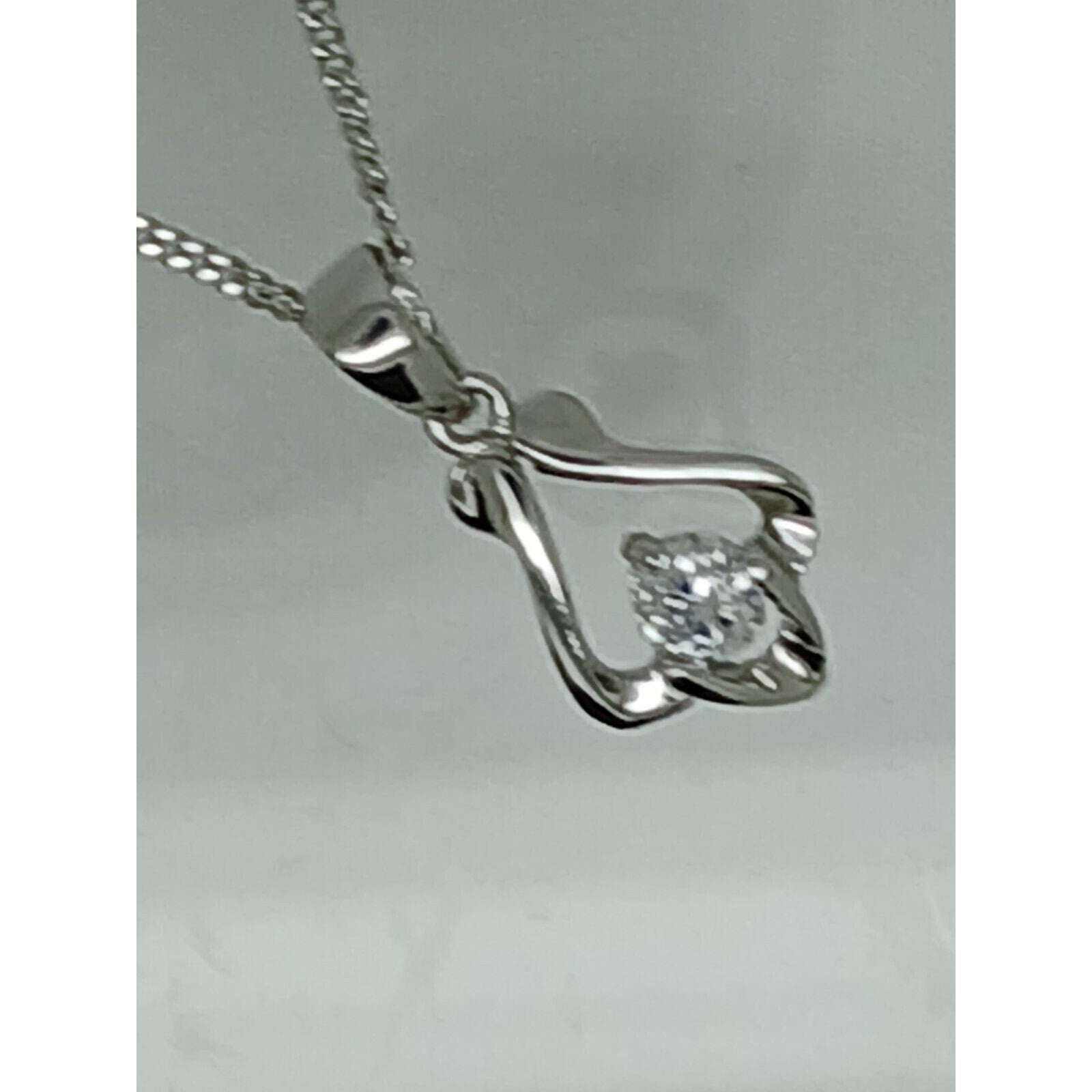 925 Sterling Silver Simulated Diamond Pendant Necklace Minimalist Petite - HoneyThomas.com