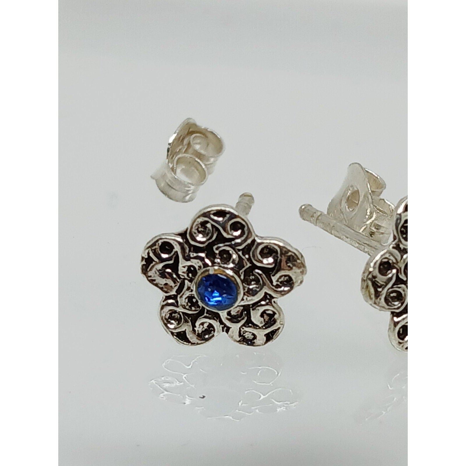 Vintage Estate Jewelry NOS .925 Sterling Silver Light Blue Crystal New Earrings - HoneyThomas.com