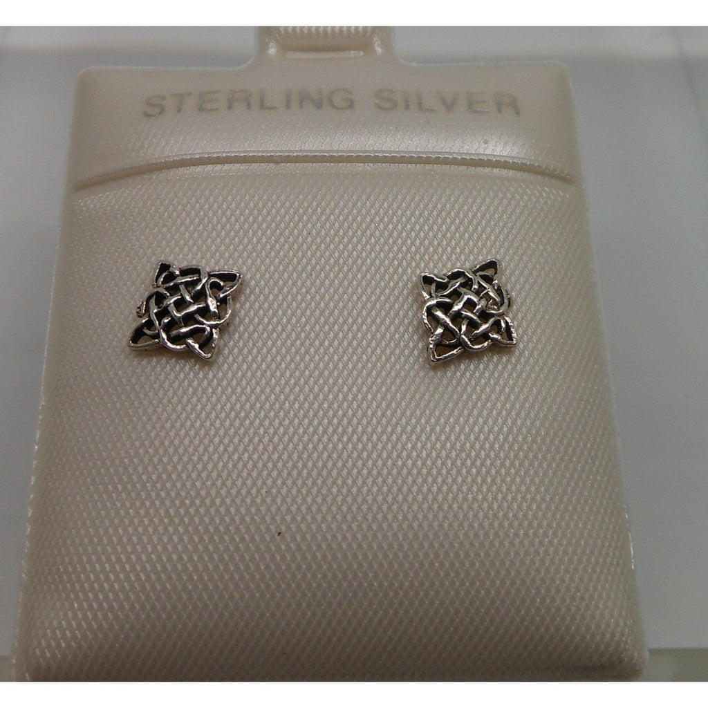 Unique Vintage Sterling Silver Celtic Symbol Stud Earrings - NOS from Thailand - HoneyThomas.com