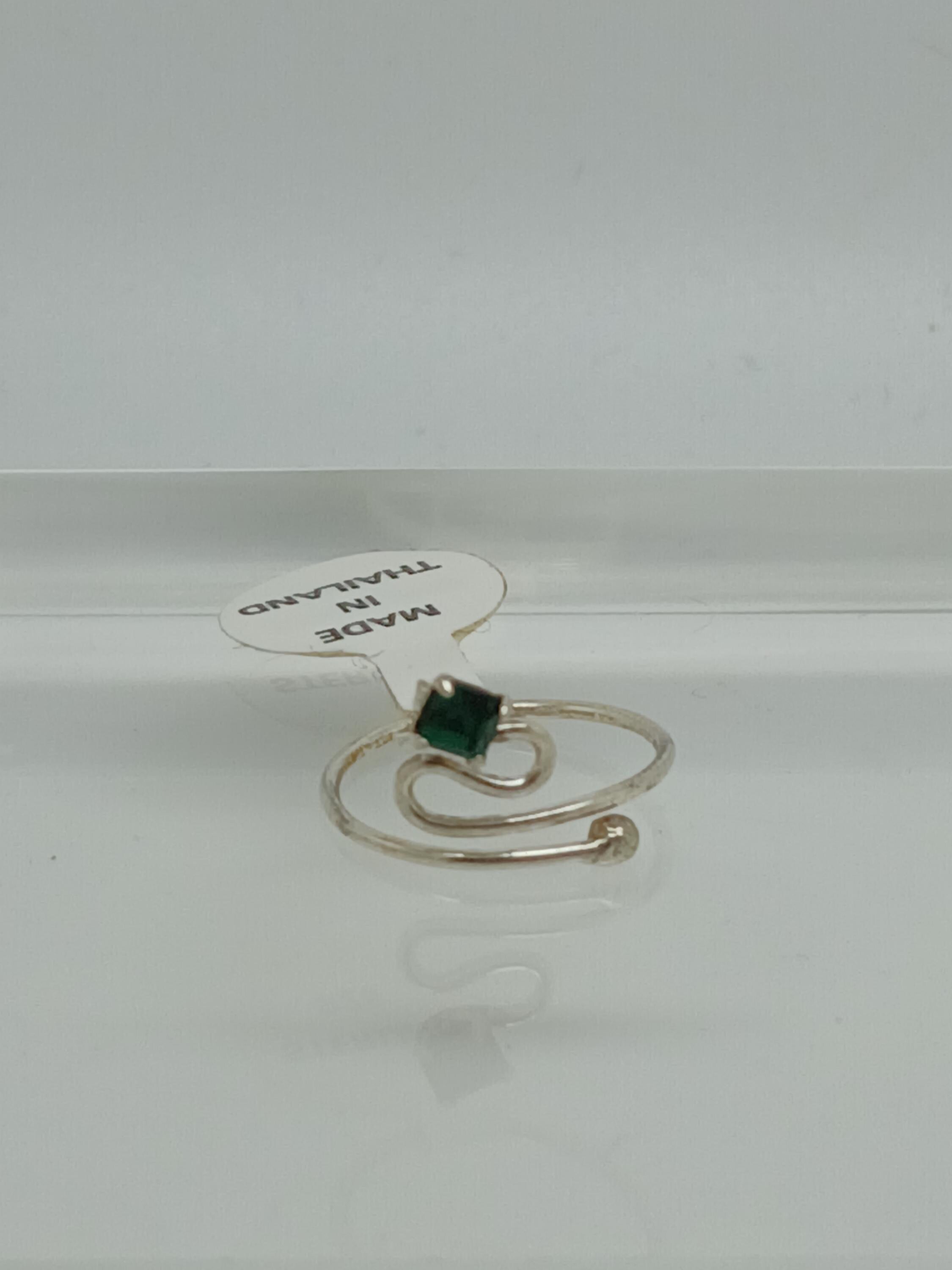 Emerald Green Crystal Rhinestone Toe Ring: .925 Sterling Silver, Adjustable