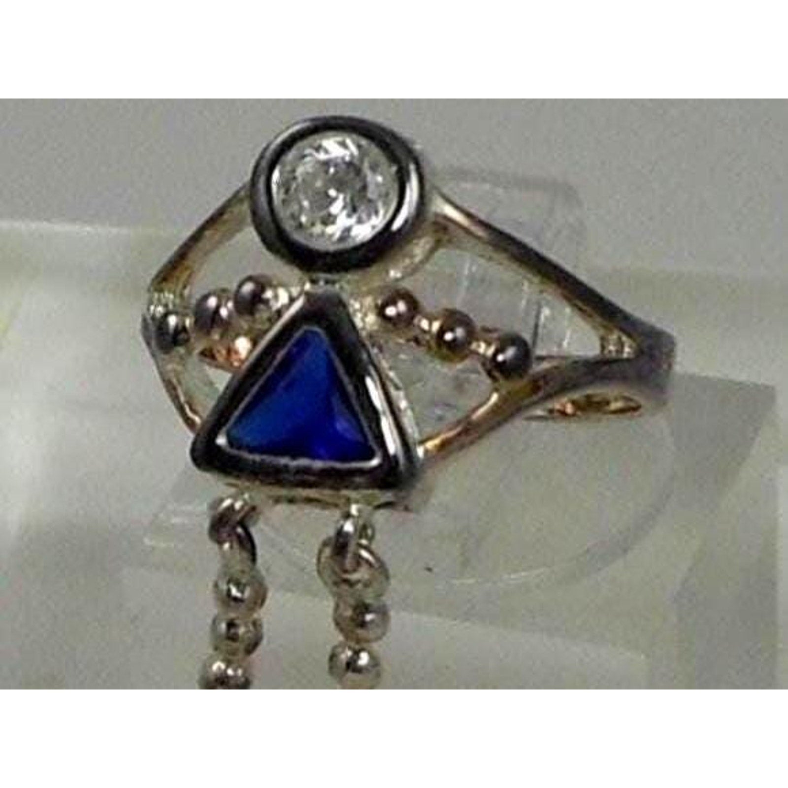 Sterling Silver Baby Child Simulated Diamond Birthstone Charm Ring Size 5 Vintag