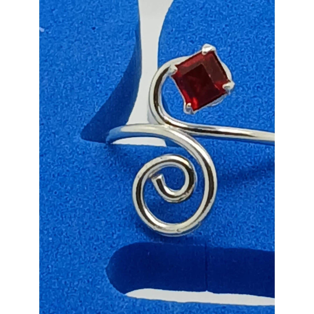 Sexy Ruby Red Crystal Rhinestone Toe Ring Adjustable Size Sterling Silver NEW - HoneyThomas.com