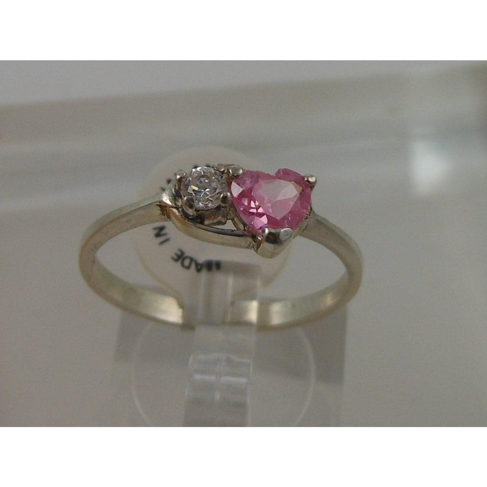 Vintage 925 Sterling Silver Pink Ice CZ Ring Size 9 - HoneyThomas.com