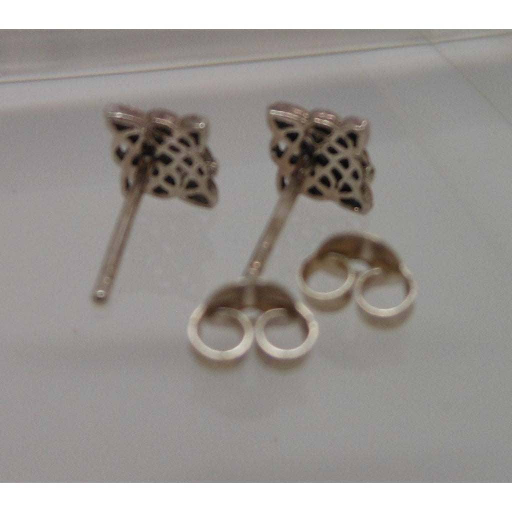 Unique Vintage Sterling Silver Celtic Symbol Stud Earrings - NOS from Thailand - HoneyThomas.com