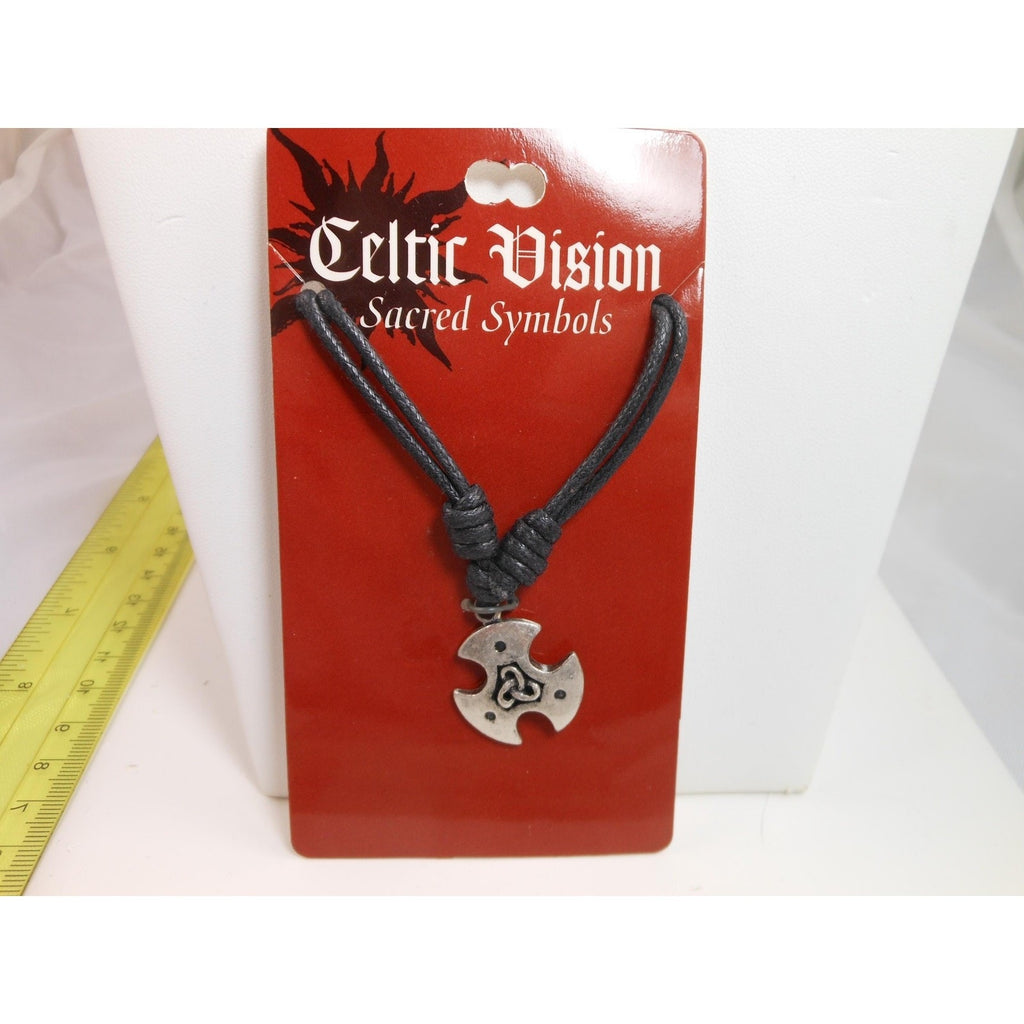 Mystical Vintage Celtic Cross Necklace Pendant Adjustable 24" Sacred Symbols NOS - HoneyThomas.com