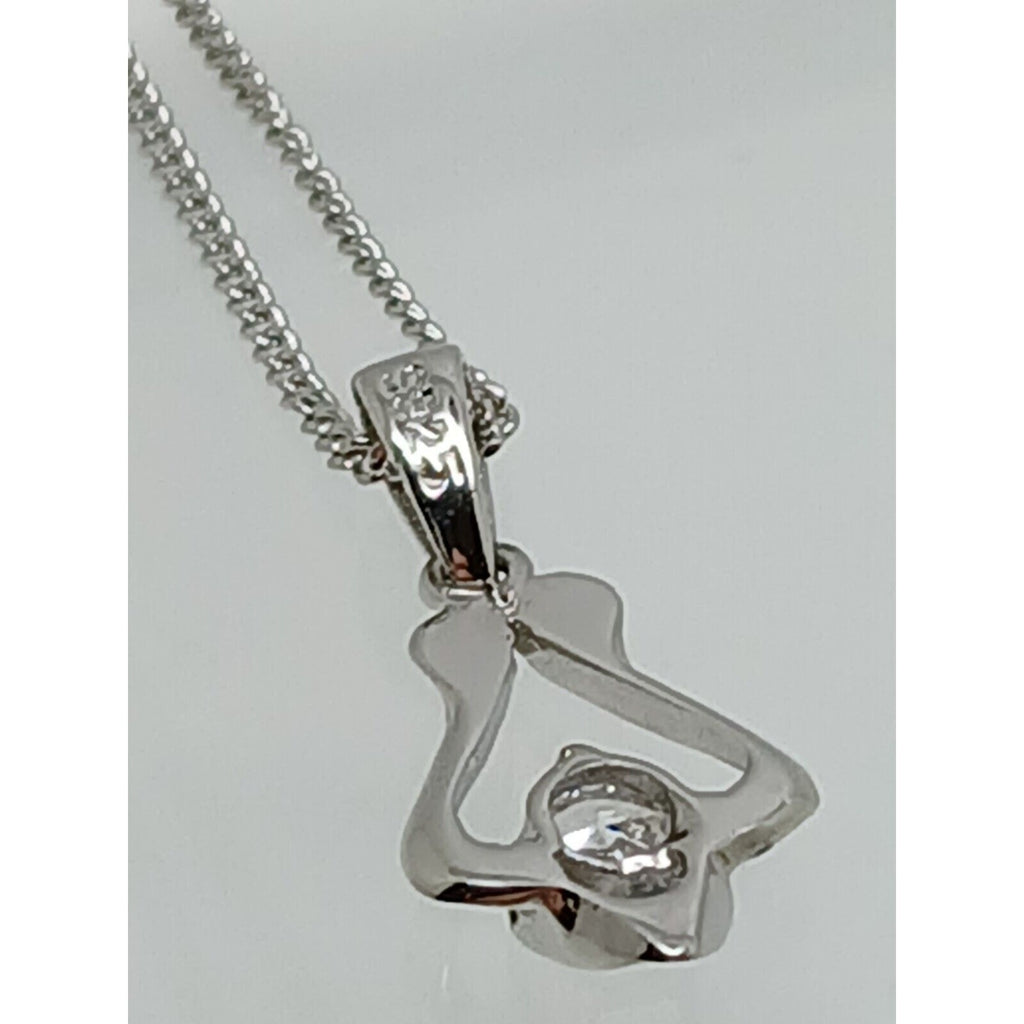 925 Sterling Silver Simulated Diamond Pendant Necklace Minimalist Petite - HoneyThomas.com