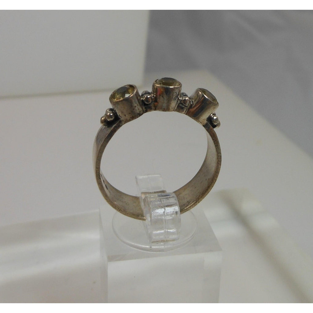 925 Sterling Silver Bali Design Ring Size 9.5 Vintage 3-Stone Balinese Style - HoneyThomas.com