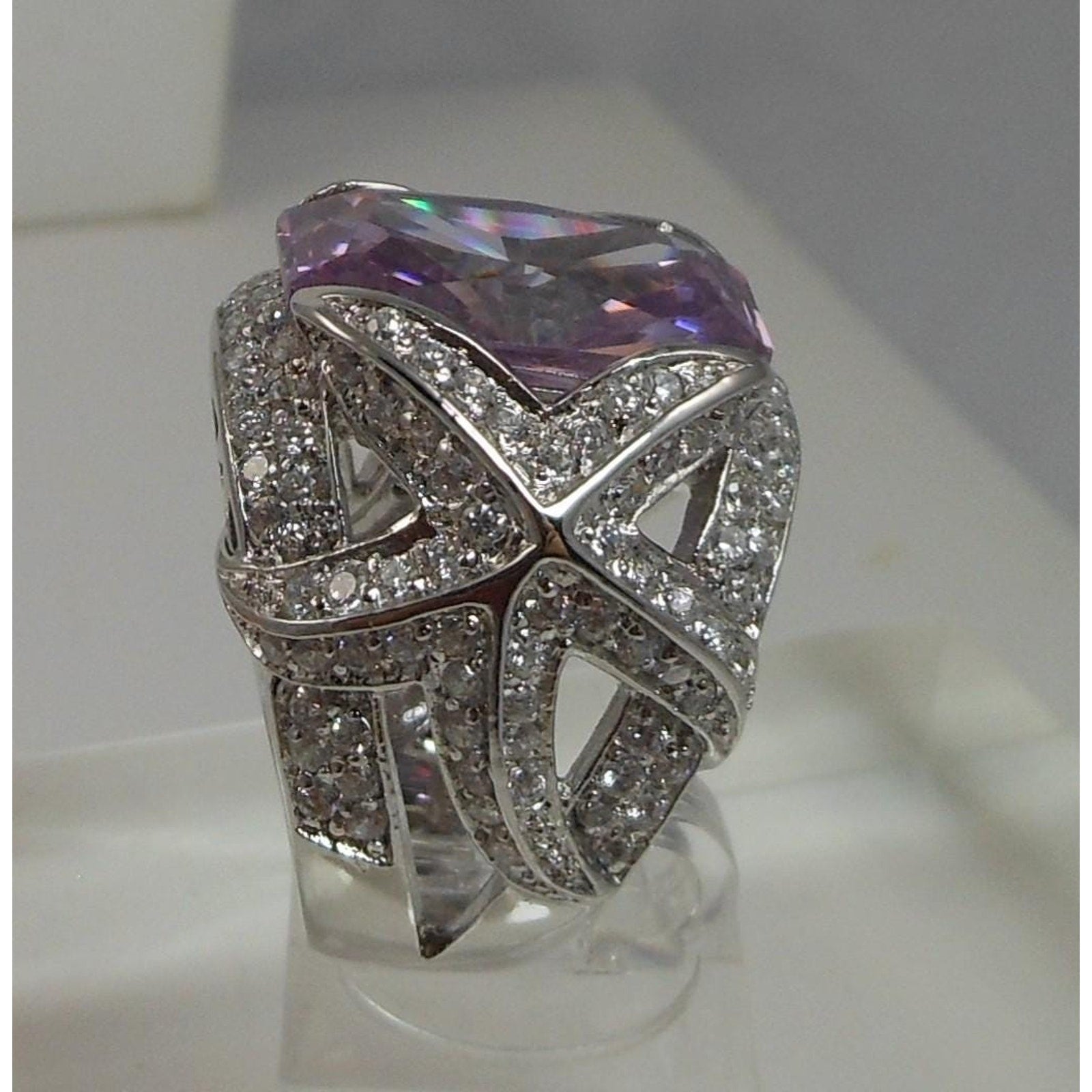 Sterling Silver Starfish Ring CZ Size 10 Signed Designer Vintage Statement - HoneyThomas.com