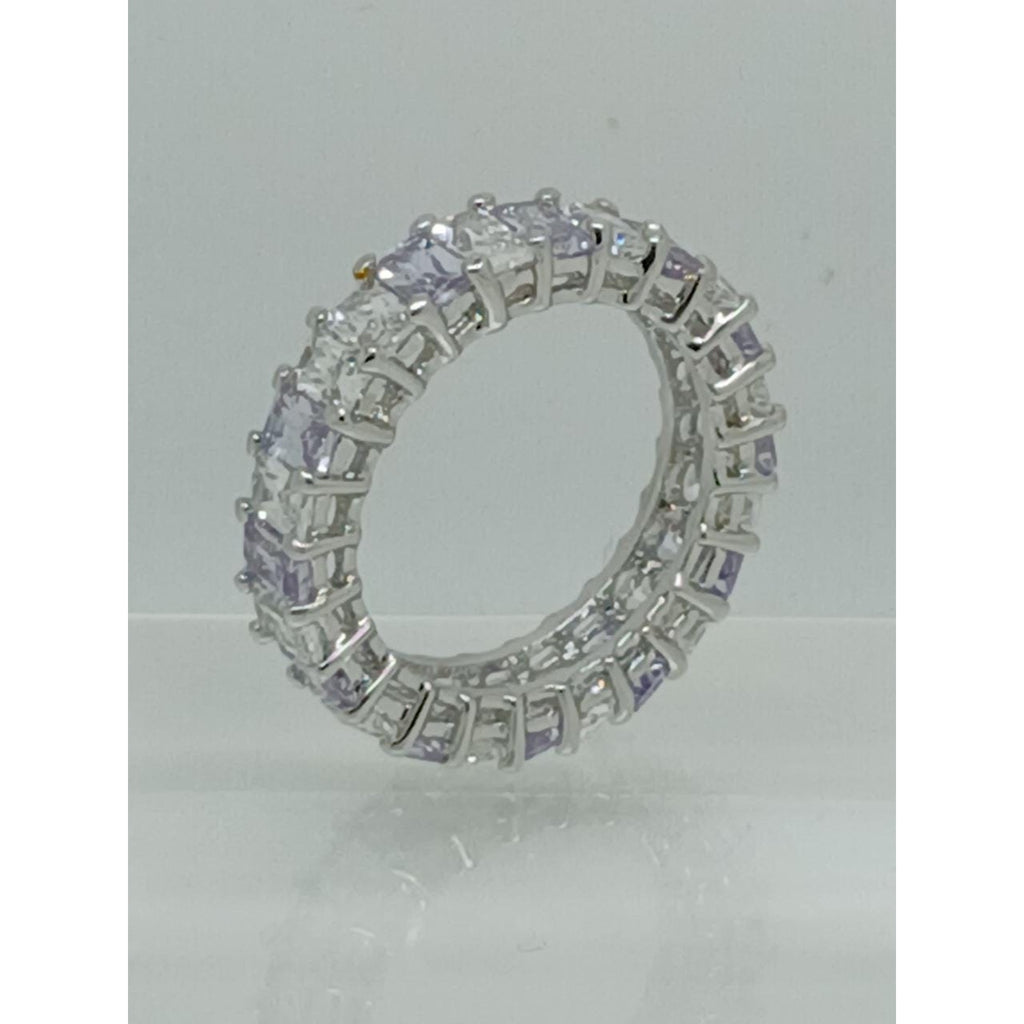 3.70CT White Gold EP Eternity Anniversary Wedding Band Ring Size 9