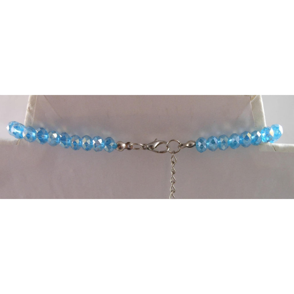 Copied - Handmade Sky Blue AB Crystal Beaded Necklace Graduated Beads - Adjustable Length