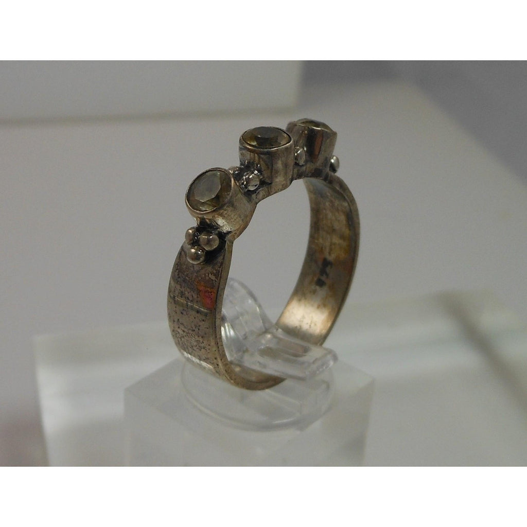 925 Sterling Silver Bali Design Ring Size 9.5 Vintage 3-Stone Balinese Style - HoneyThomas.com