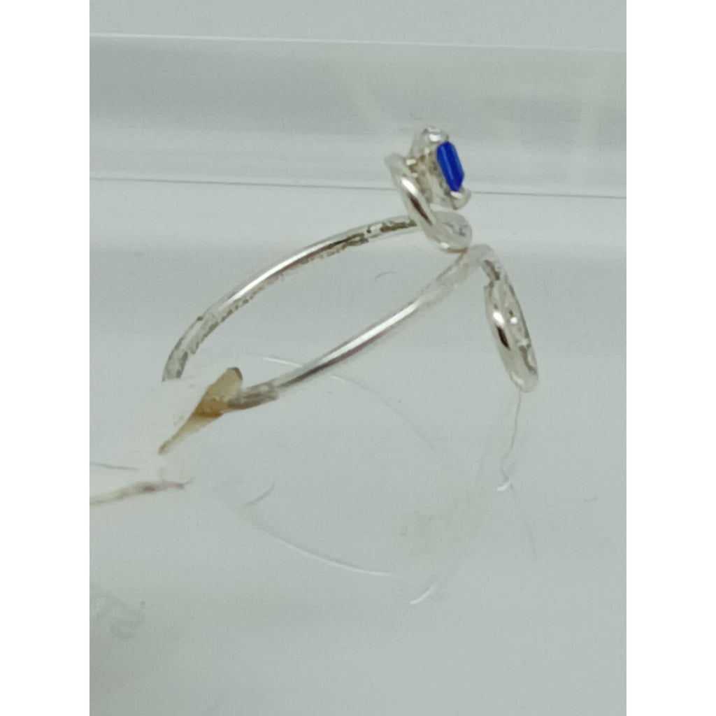 Sexy Blue Crystal Rhinestone Toe Ring Adjustable Size Sterling Silver Gift Boxed