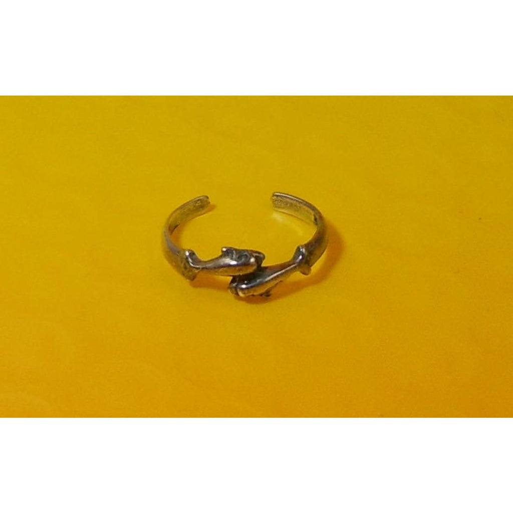 Vintage Sterling Silver Dolphins Lovers Toe Ring Handcrafted New Old Stock