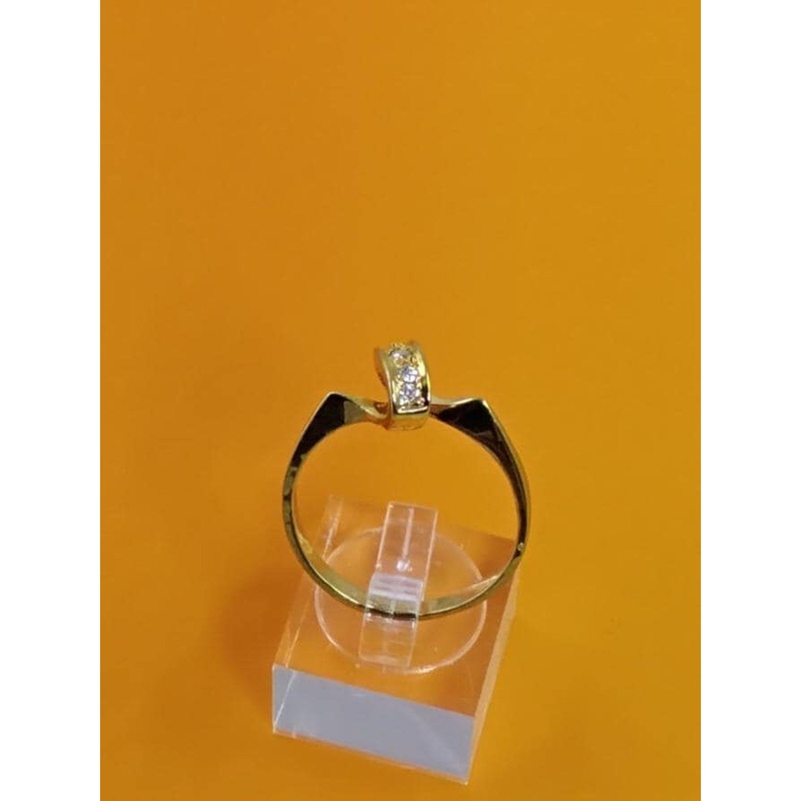 Vintage 1990's NOS 14kt Gold Plated CZ Love Knot Ribbon Stack Band Ring Size 11 - HoneyThomas.com