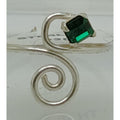 Sterling Silver Sexy Emerald Green Crystal Rhinestone Toe Ring - Adjustable Size