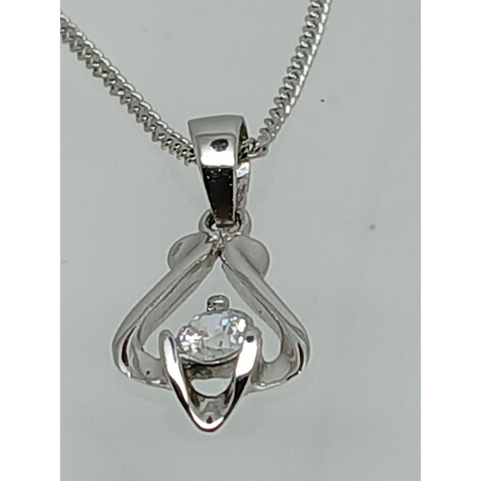 925 Sterling Silver Simulated Diamond Pendant Necklace Minimalist Petite - HoneyThomas.com