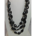 Vintage Three Strand Crystal Pendant Black Grey Necklace - Designer Signed - HoneyThomas.com