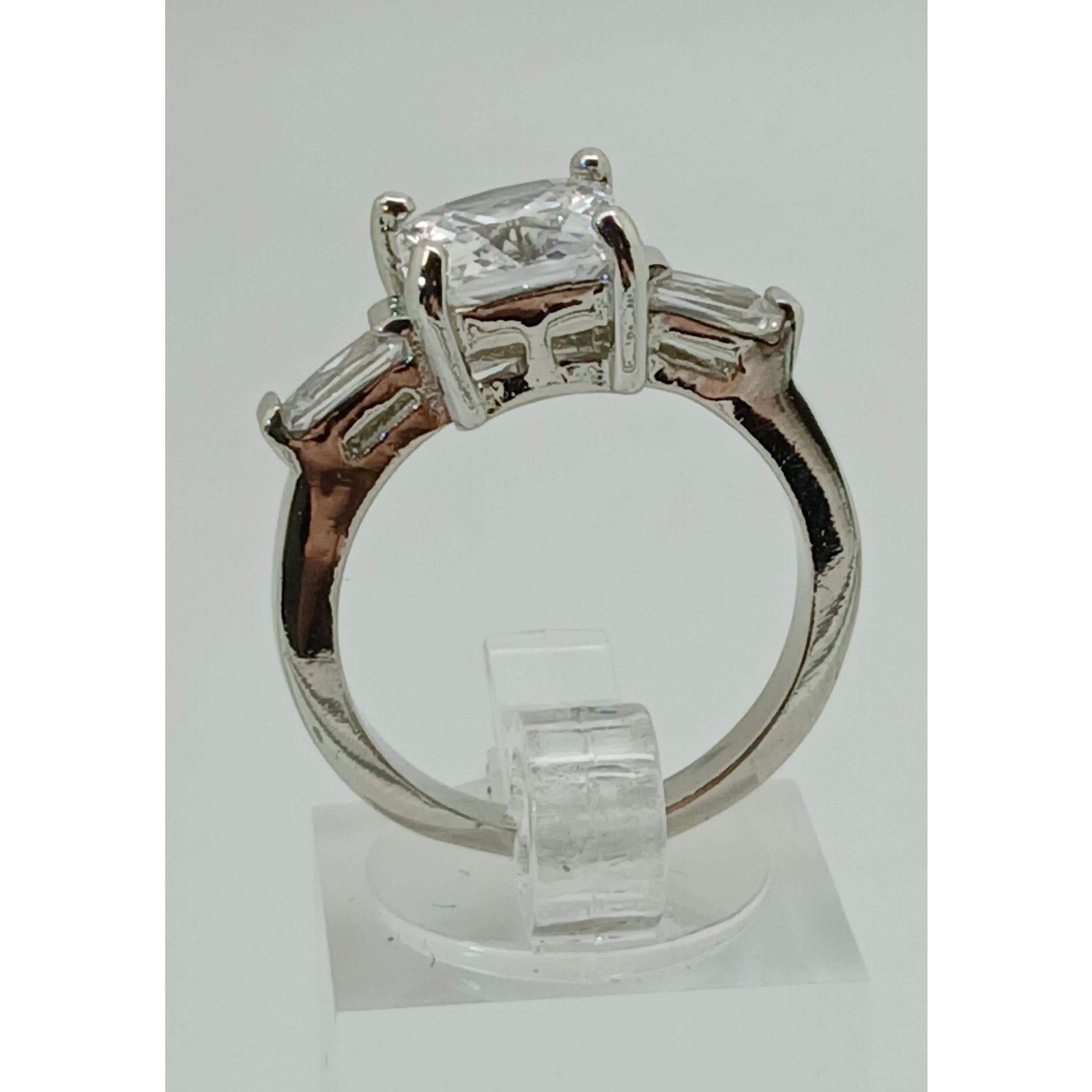 3.5 CT Vintage Princess Cut CZ Engagement Ring Silver Tone White Gold GP Size 10 - HoneyThomas.com
