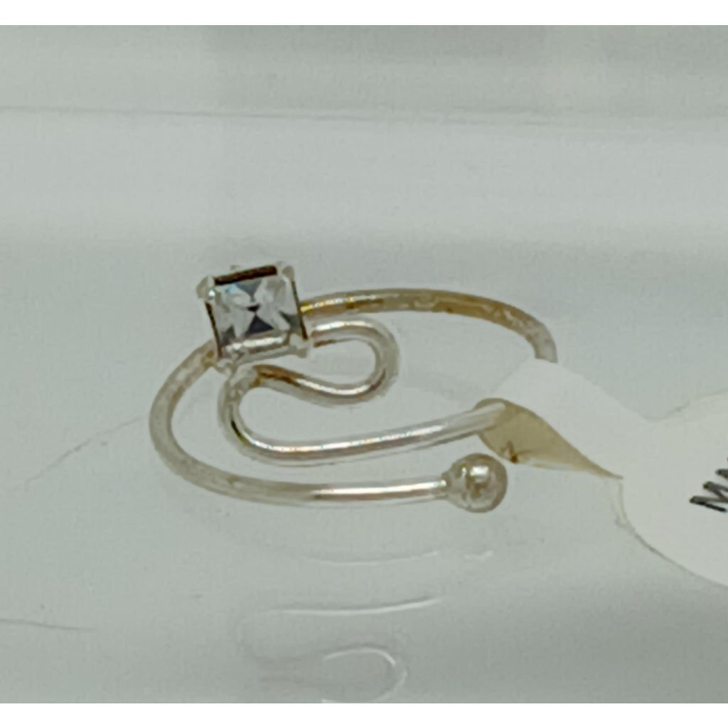 New Sterling Silver Crystal Rhinestone Swirly Sparkling Toe Ring Adjustable Size - HoneyThomas.com
