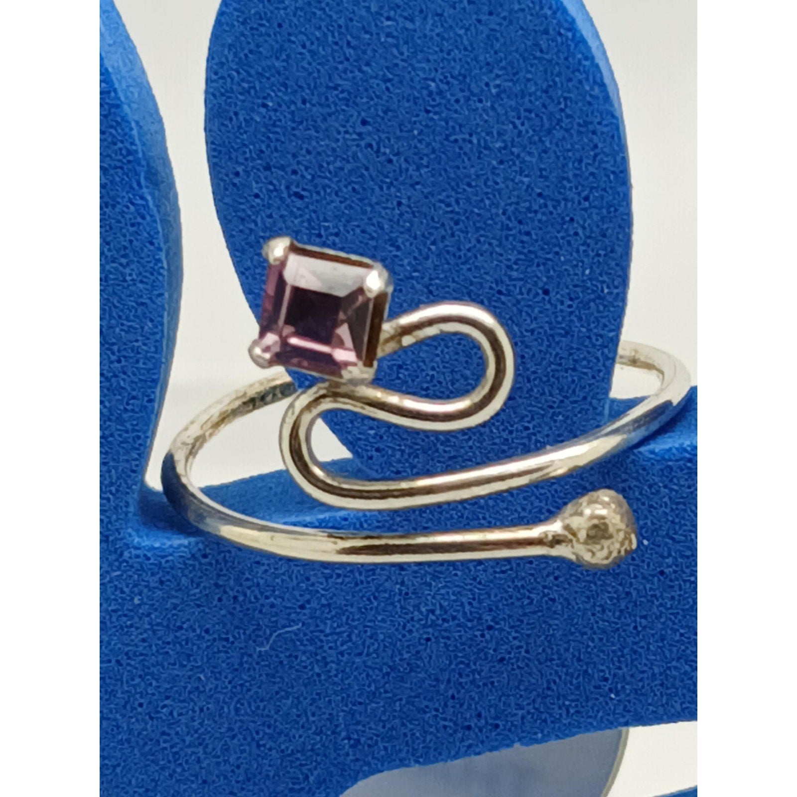 Sexy Purple Crystal Rhinestone Toe Ring Adjustable Size Sterling Silver Gift Box
