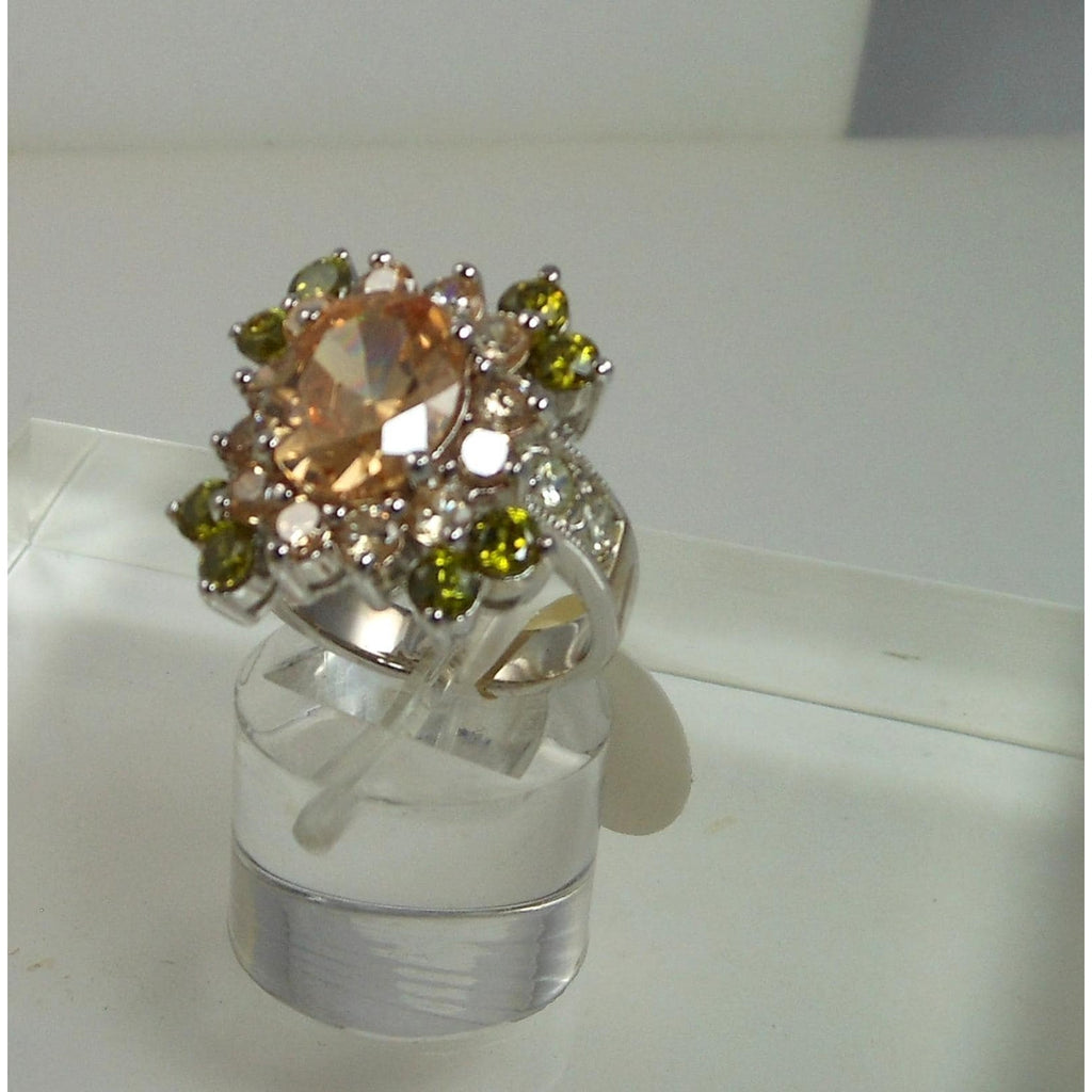 Elegant Vintage Sterling Silver CZ Cocktail Ring Size 6 9.1g Thailand 925 Stamp