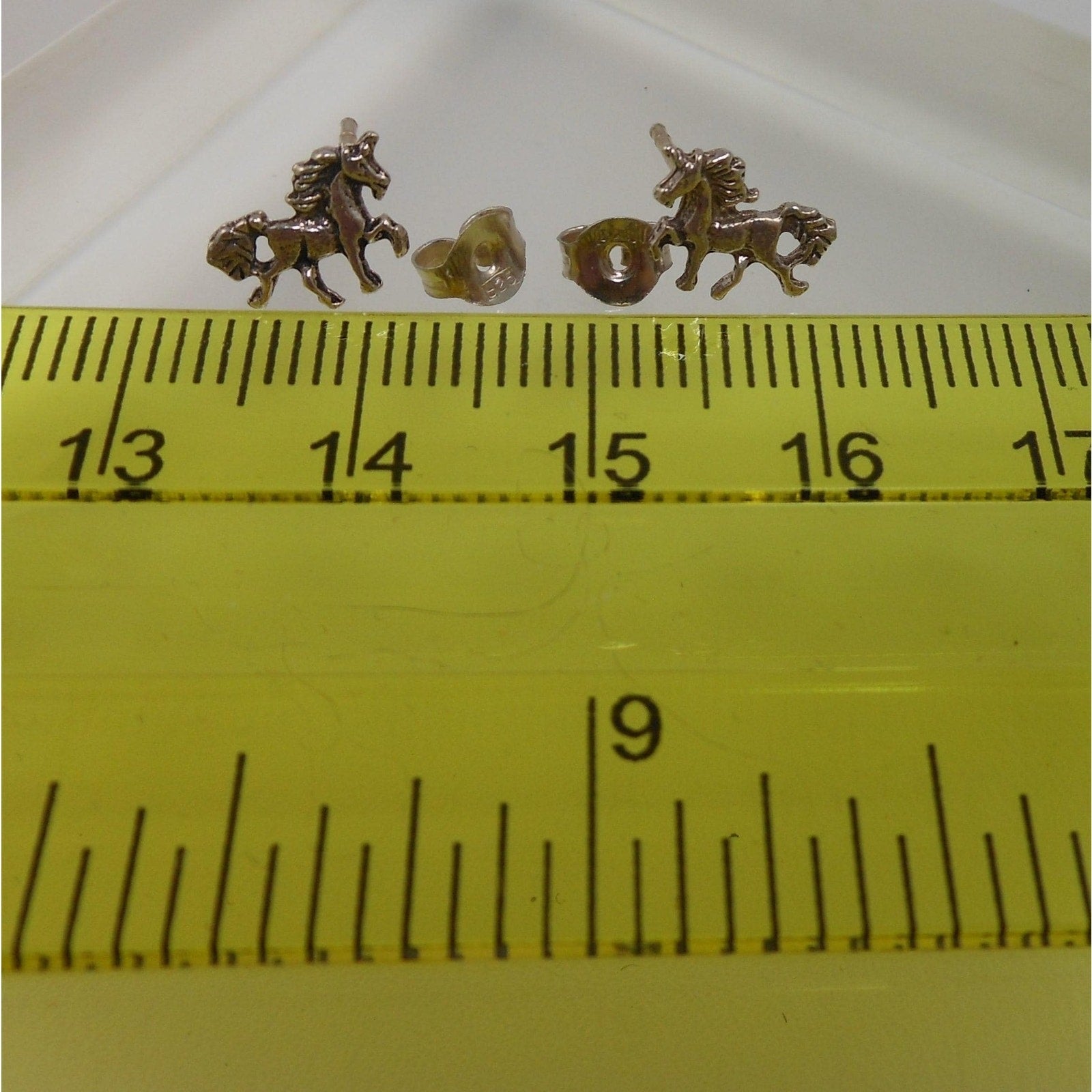 Vintage Unicorn Sterling Silver Stud Earrings Made in Thailand New-old-stock - HoneyThomas.com