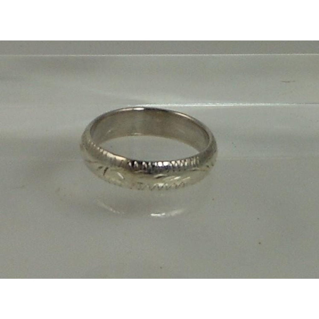 925 Sterling Silver Handcrafted Diamond-Cut Ring Size 5 Vintage Thailand 2.7g 4m - HoneyThomas.com