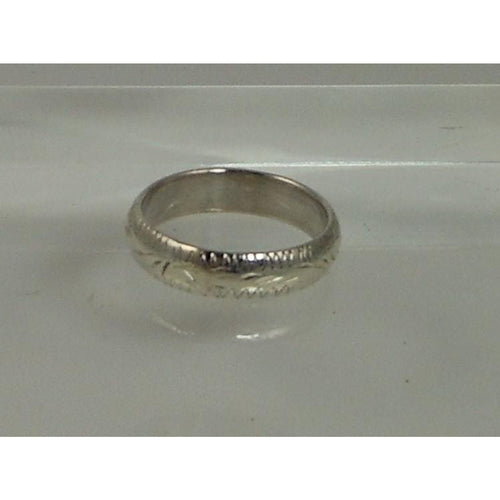 925 Sterling Silver Handcrafted Diamond-Cut Ring Size 5 Vintage Thailand 2.7g 4m - HoneyThomas.com