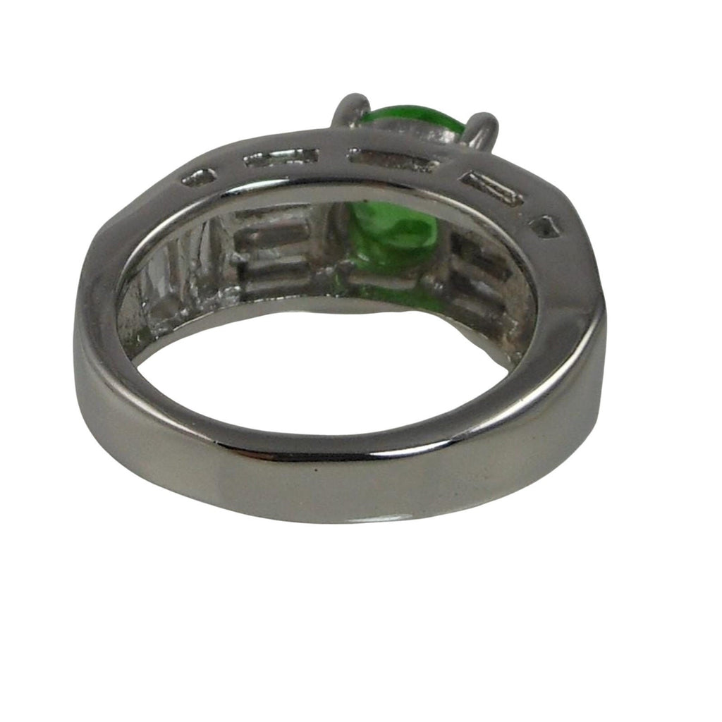 Vintage Sterling Silver Simulated Diamond Emerald Engagement Wedding Ring Band 7 - HoneyThomas.com
