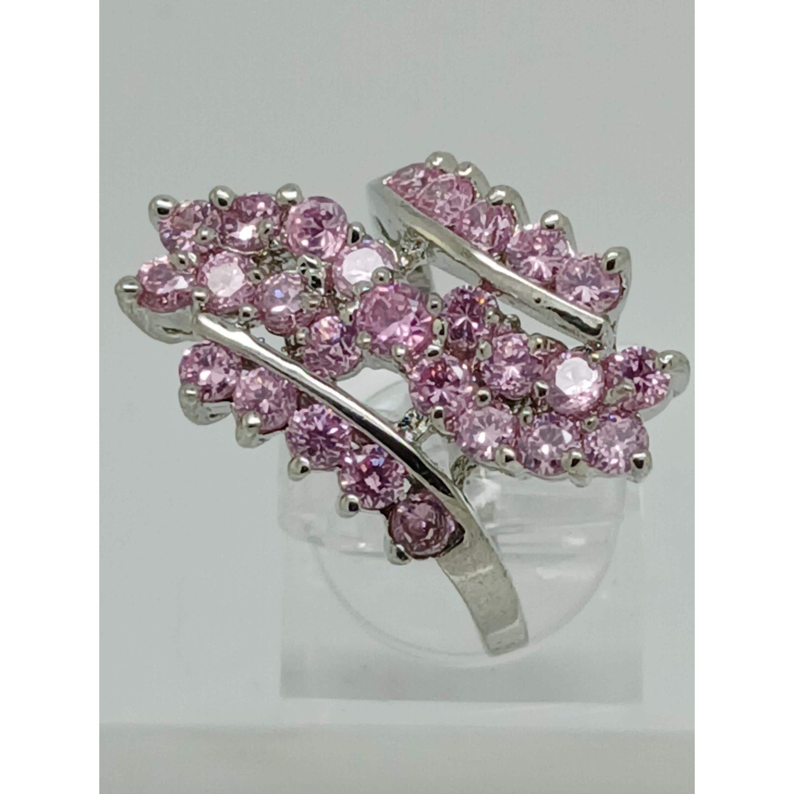 3.80CT Vintage Gold Plated Pink Sim Diamond CZ Cocktail Statement Ring Size 7.5 - HoneyThomas.com