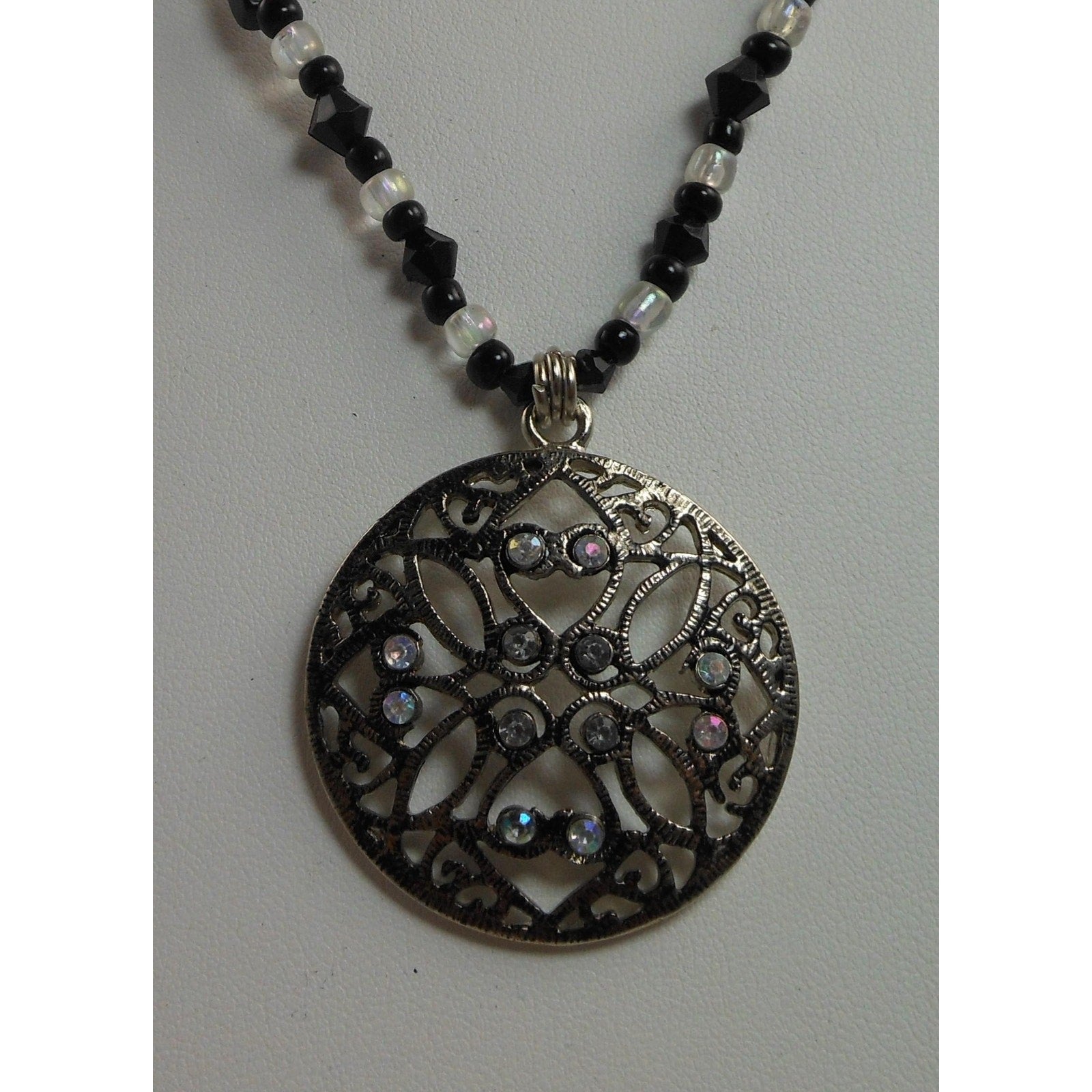 Stunning Handmade Crystal Beaded Pendant Necklace | Unique Jewelry Gift | 20" - HoneyThomas.com