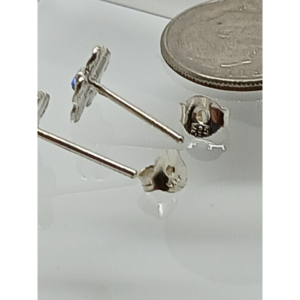 Vintage Estate Jewelry NOS .925 Sterling Silver Blue Crystal Flower Earrings - HoneyThomas.com